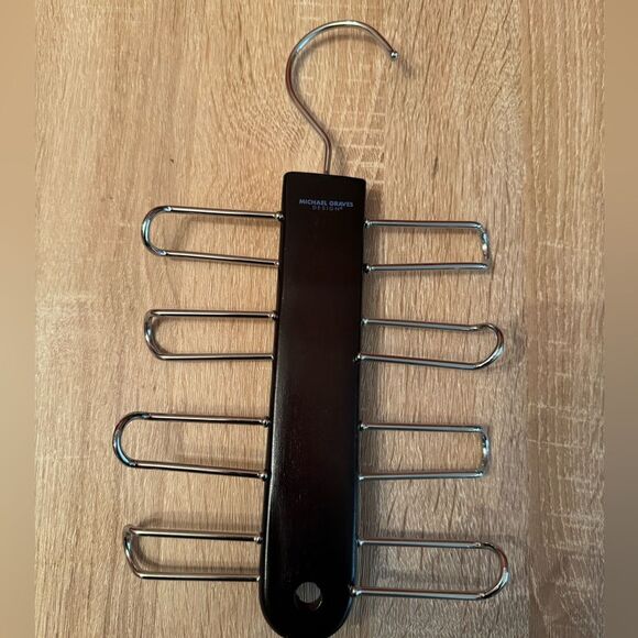 Michael Graves Tie and Belt Holder Hardwood Dark Wood  Finish Nice! - Picture 1 of 3